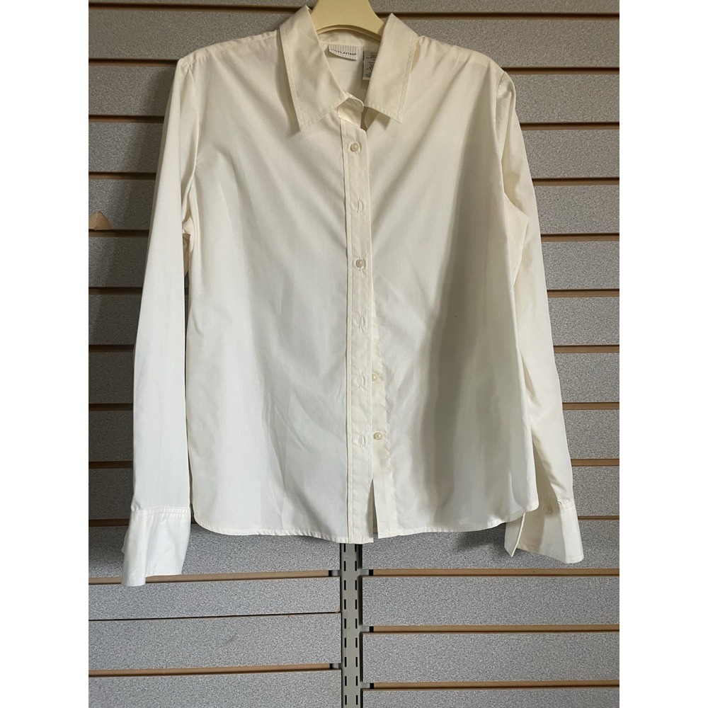 White Stag Ivory‎ Long Sleeve Button Up Dress Shirt Large EUC